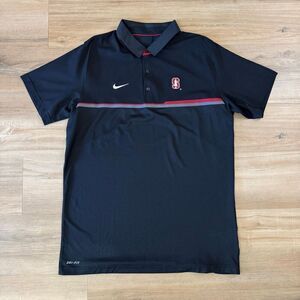 Nike Mens Stanford University Cardinals Black Embroidered Polo Shirt Size Large